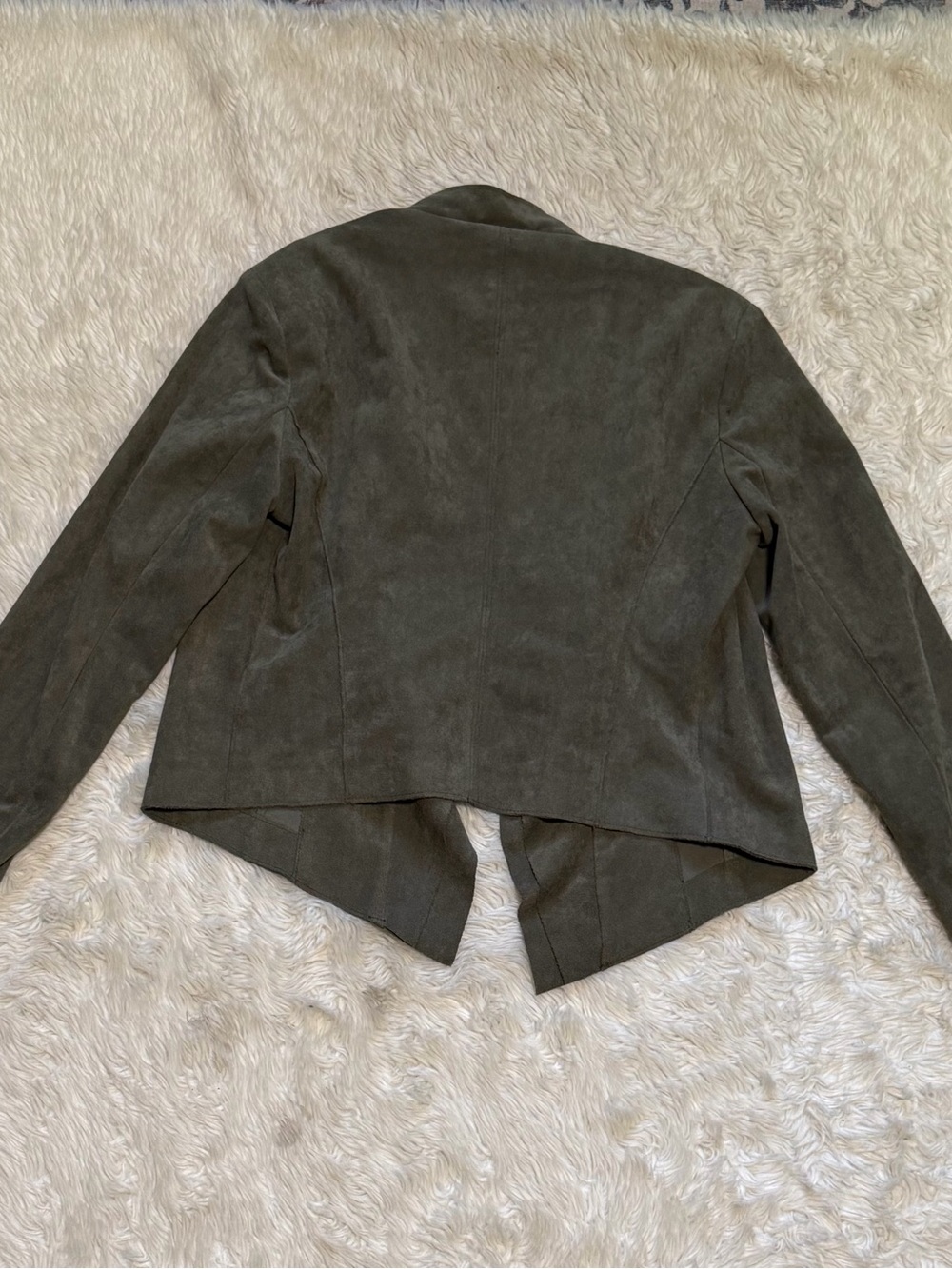 BLANK NYC Drape Front Faux Suede Jacket in Olive Green - Size Small - Picture 4 of 7